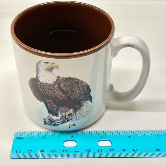 Vtg Al Agnew Bald Eagle Coffee Mug Cup Ceramic Signed 1997 Wildlife Collection - Picture 9 of 10